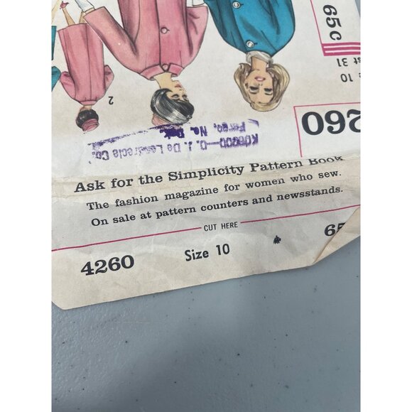 60s Simplicity Vintage Sewing Pattern Size 10 4260 Misses Coat 60s Retro CUT - Picture 5 of 6